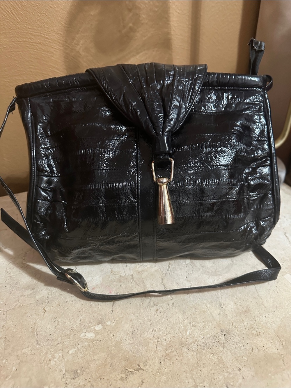 Black Women's Crossbody Bag with Tassel Accent
